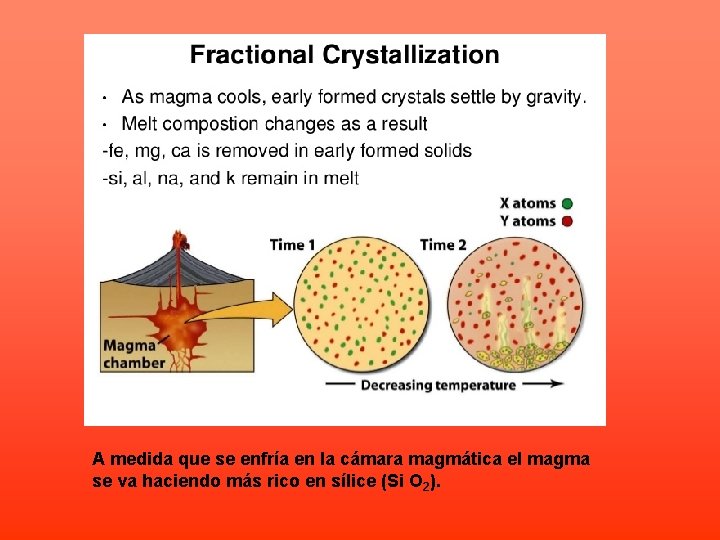 A medida que se enfría en la cámara magmática el magma se va haciendo