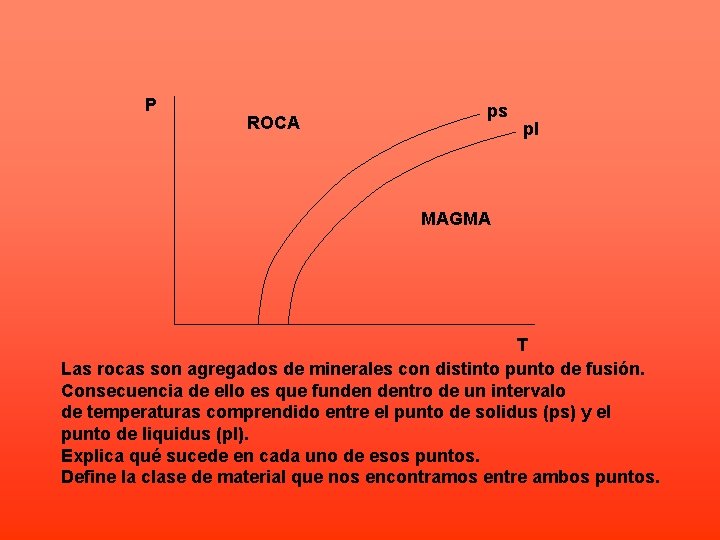 P ROCA ps pl MAGMA T Las rocas son agregados de minerales con distinto