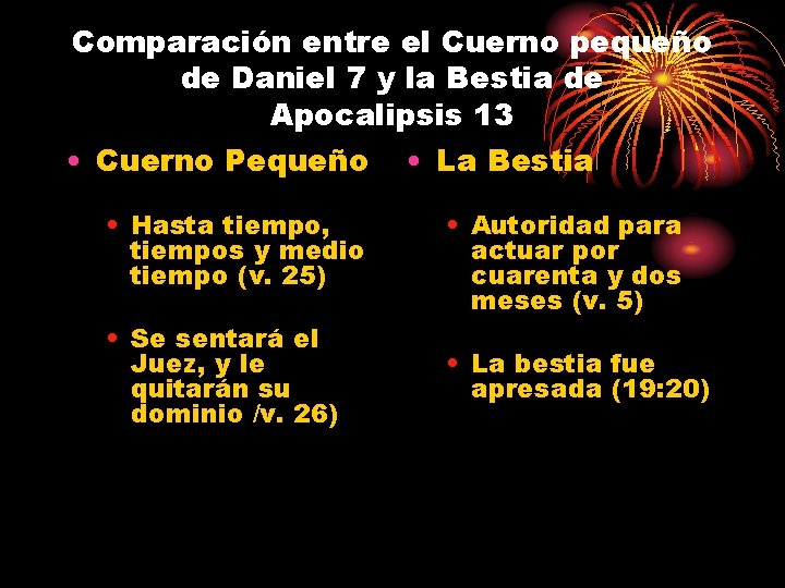 Comparación entre el Cuerno pequeño de Daniel 7 y la Bestia de Apocalipsis 13