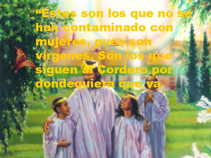 “Estos son los que no se han contaminado con mujeres, pues son vírgenes. Son