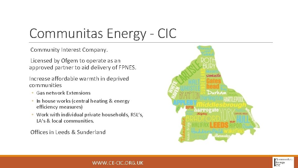 Communitas Energy - CIC Community Interest Company. Licensed by Ofgem to operate as an