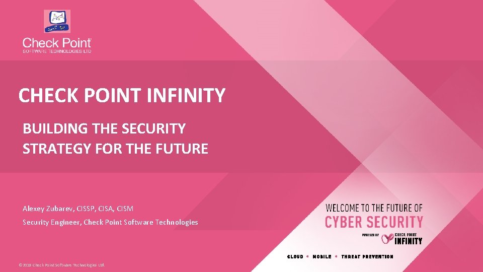 CHECK POINT INFINITY BUILDING THE SECURITY STRATEGY FOR THE FUTURE Alexey Zubarev, CISSP, CISA,