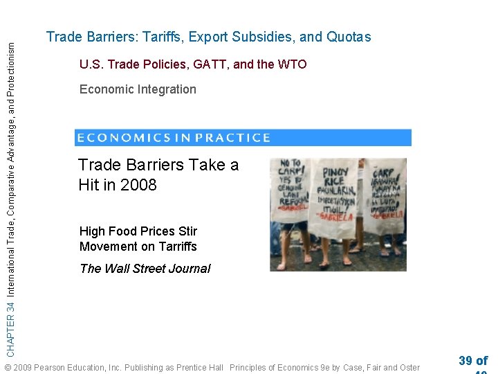 CHAPTER 34 International Trade, Comparative Advantage, and Protectionism Trade Barriers: Tariffs, Export Subsidies, and