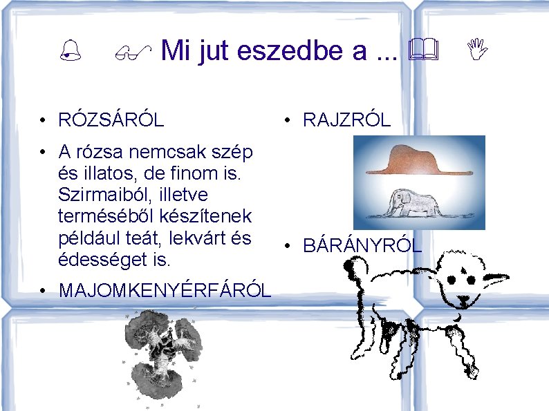  Mi jut eszedbe a. . . • RÓZSÁRÓL • A rózsa nemcsak szép