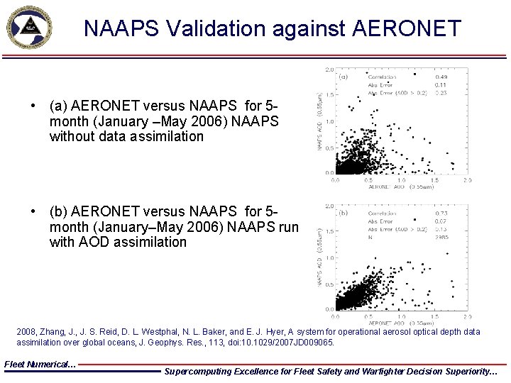 NAAPS Validation against AERONET • (a) AERONET versus NAAPS for 5 month (January –May