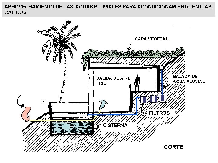 APROVECHAMIENTO DE LAS AGUAS PLUVIALES PARA ACONDICIONAMIENTO EN DÍAS CÁLIDOS CAPA VEGETAL BAJADA DE