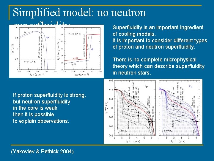 Simplified model: no neutron Superfluidity is an important ingredient superfluidity of cooling models. It