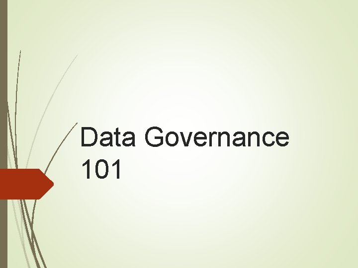 Data Governance 101 