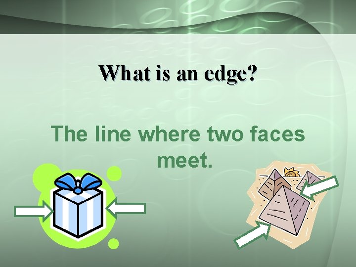 What is an edge? The line where two faces meet. 