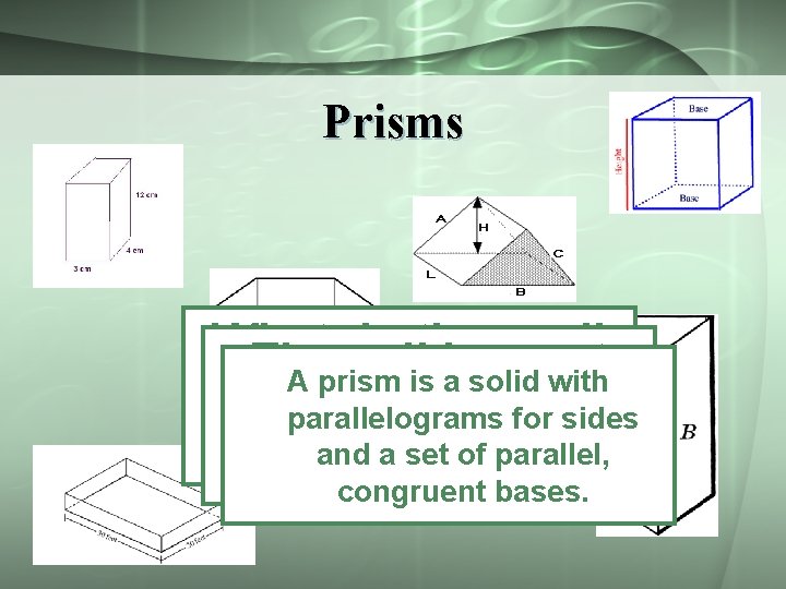 Prisms What do these all They allis have at A prism a solid with