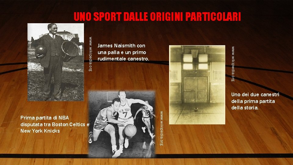 UNO SPORT DALLE ORIGINI PARTICOLARI www. wikipwdia. org www. wikipedia. org James Naismith con