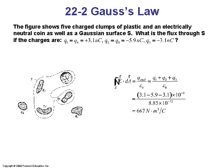 22 -2 Gauss’s Law The figure shows five charged clumps of plastic and an