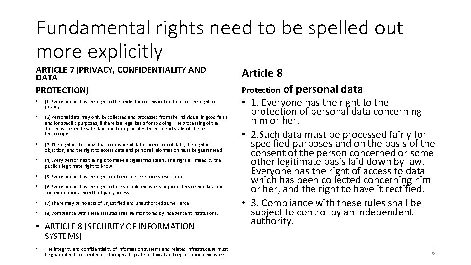 Fundamental rights need to be spelled out more explicitly ARTICLE 7 (PRIVACY, CONFIDENTIALITY AND