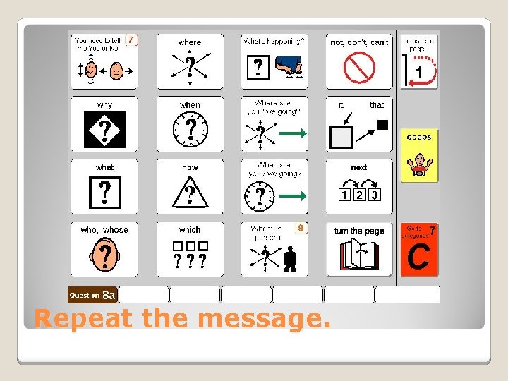 Repeat the message. Repeat the message.