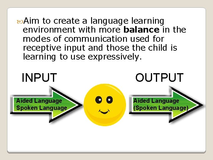Aim to create a language learning environment with more balance in the modes Aim to create a language learning environment with more balance in the modes