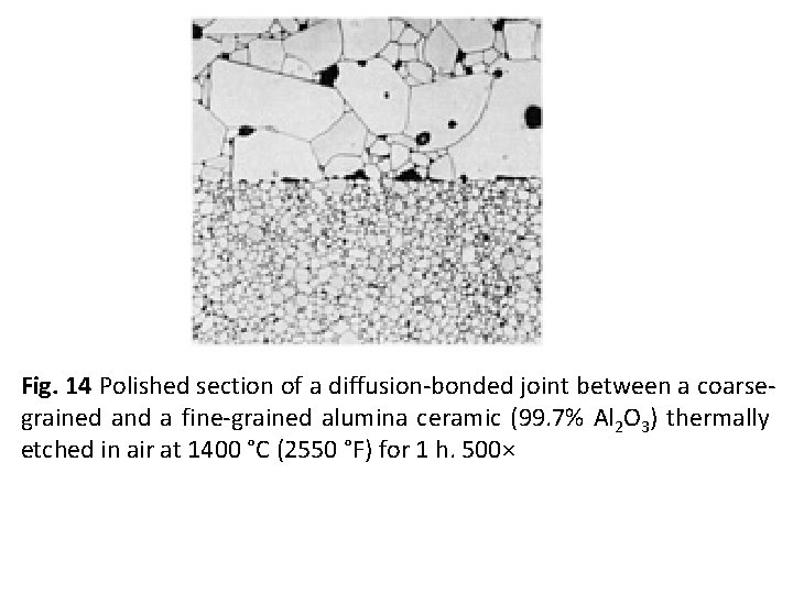 Fig. 14 Polished section of a diffusion-bonded joint between a coarsegrained and a fine-grained Fig. 14 Polished section of a diffusion-bonded joint between a coarsegrained and a fine-grained