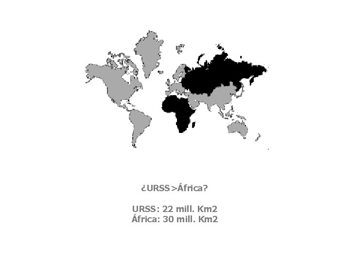 ¿URSS>África? URSS: 22 mill. Km 2 África: 30 mill. Km 2 
