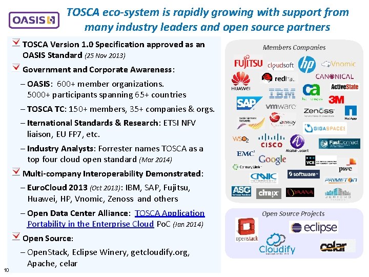 TOSCA eco-system is rapidly growing with support from many industry leaders and open source