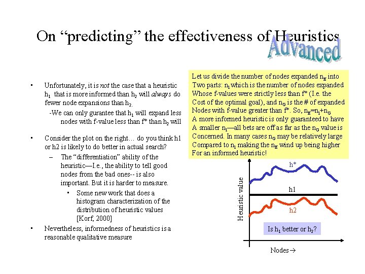 On “predicting” the effectiveness of Heuristics Unfortunately, it is not the case that a