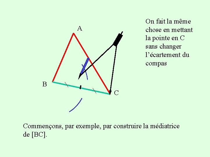 On fait la même chose en mettant la pointe en C sans changer l’écartement