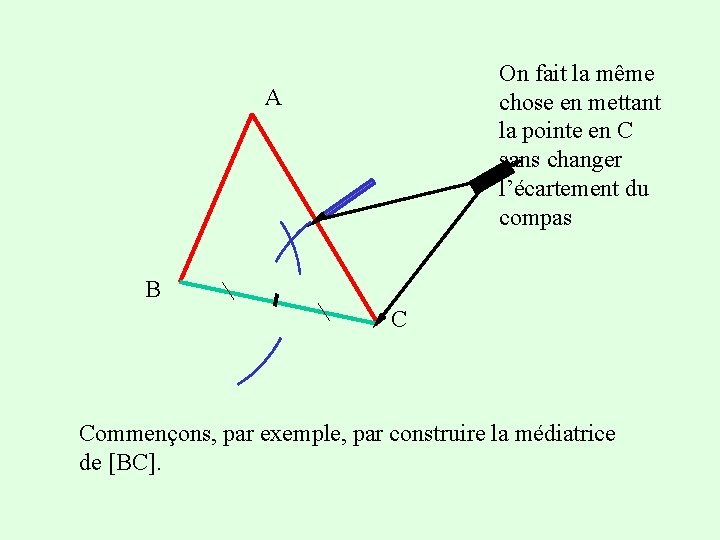 On fait la même chose en mettant la pointe en C sans changer l’écartement