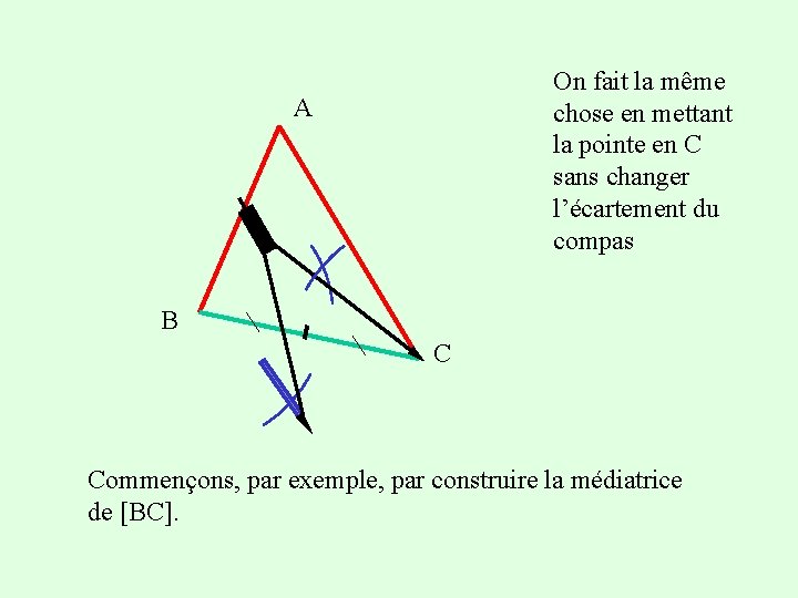 On fait la même chose en mettant la pointe en C sans changer l’écartement