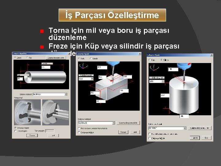 İş Parçası Özelleştirme Torna için mil veya boru iş parçası düzenleme Freze için Küp