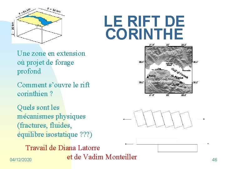 LE RIFT DE CORINTHE Une zone en extension où projet de forage profond Comment