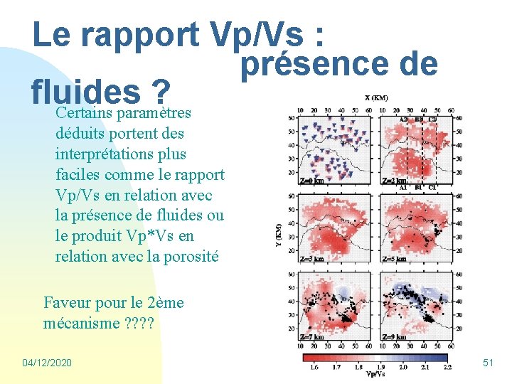 Le rapport Vp/Vs : présence de fluides ? Certains paramètres déduits portent des interprétations