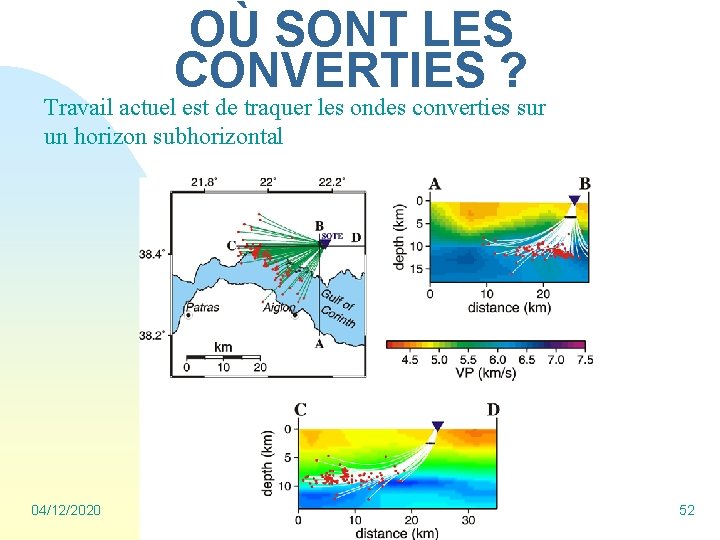 OÙ SONT LES CONVERTIES ? Travail actuel est de traquer les ondes converties sur