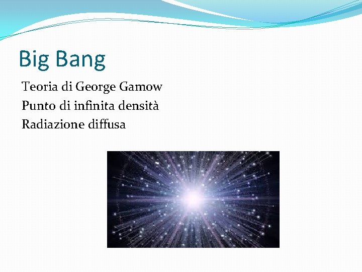 Big Bang Teoria di George Gamow Punto di infinita densità Radiazione diffusa 