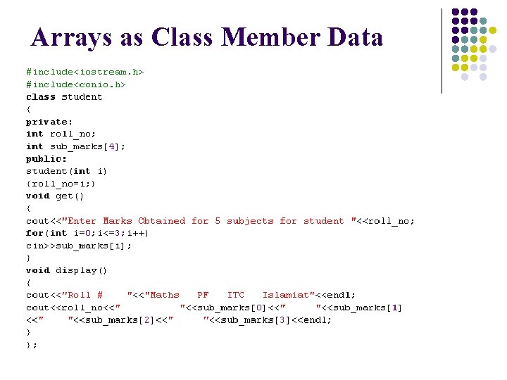 Arrays as Class Member Data 