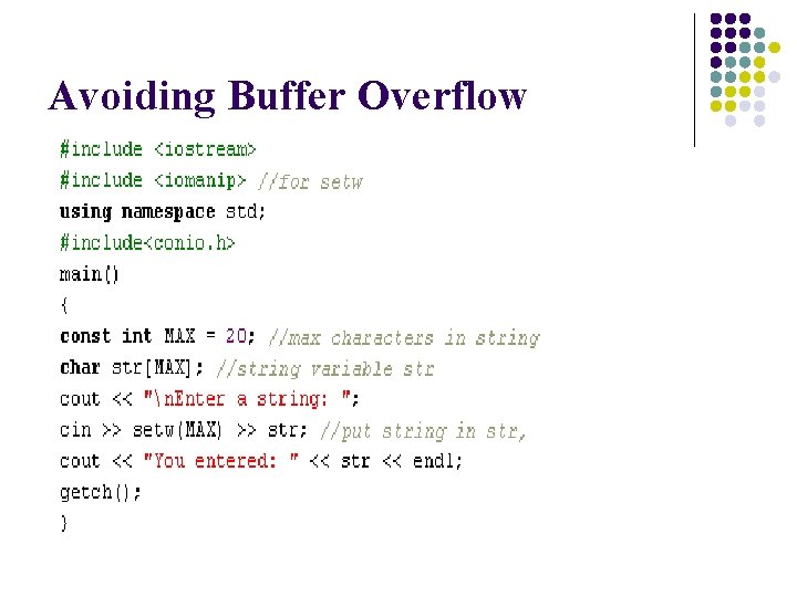 Avoiding Buffer Overflow 