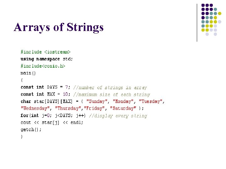 Arrays of Strings 