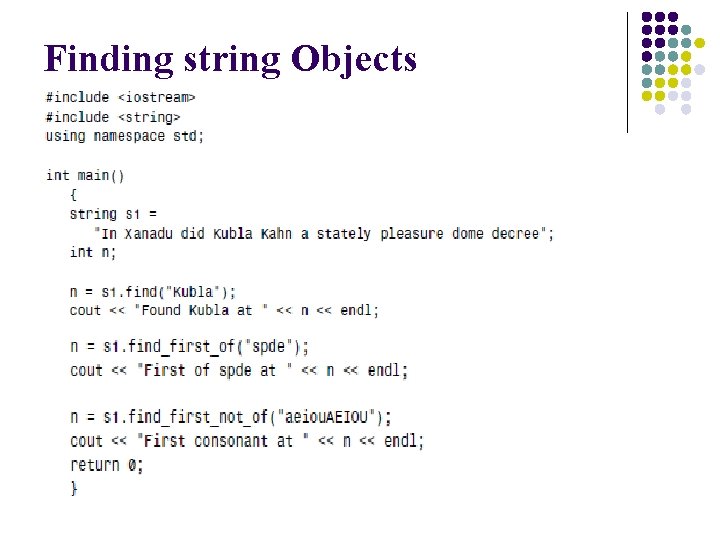 Finding string Objects 