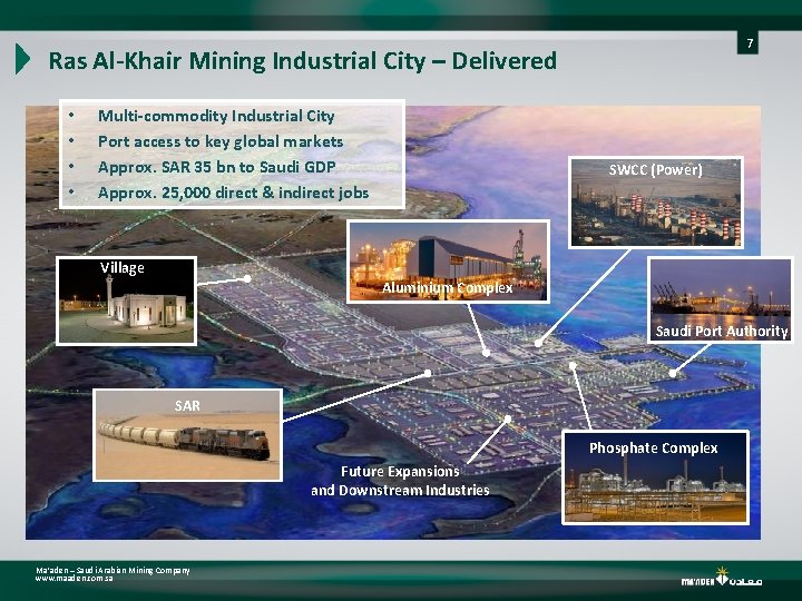 7 Ras Al-Khair Mining Industrial City – Delivered • • Multi-commodity Industrial City Port