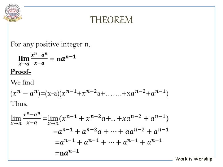  • THEOREM Work is Worship 