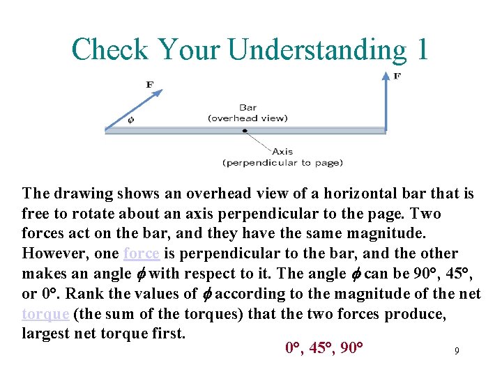 Check Your Understanding 1 The drawing shows an overhead view of a horizontal bar Check Your Understanding 1 The drawing shows an overhead view of a horizontal bar
