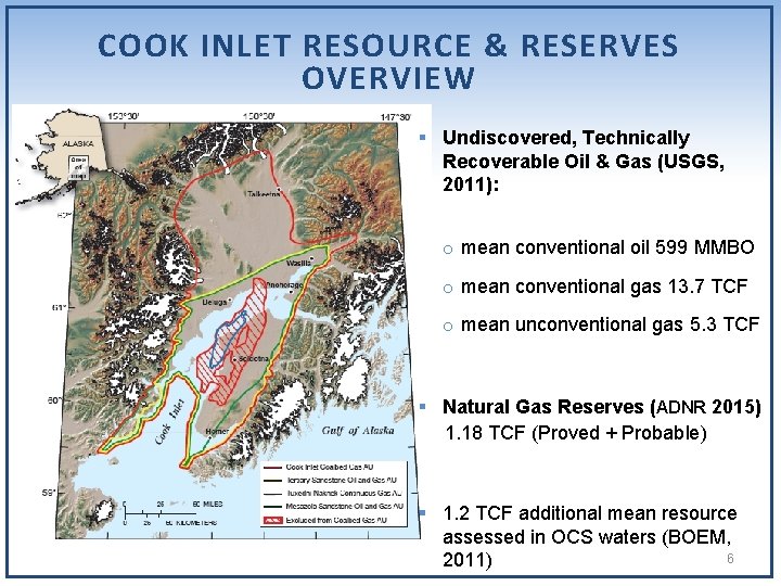 COOK INLET RESOURCE & RESERVES OVERVIEW § Undiscovered, Technically Recoverable Oil & Gas (USGS,