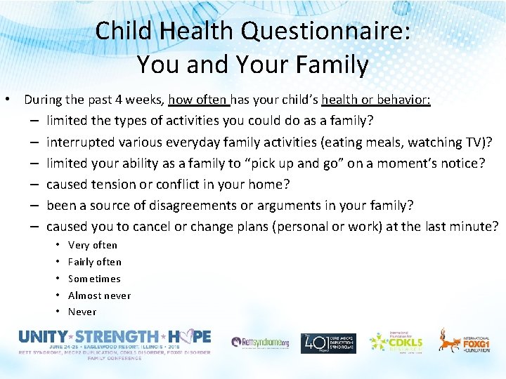 Child Health Questionnaire: You and Your Family • During the past 4 weeks, how Child Health Questionnaire: You and Your Family • During the past 4 weeks, how