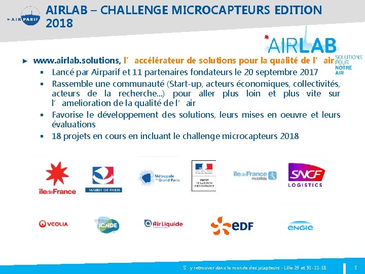AIRLAB – CHALLENGE MICROCAPTEURS EDITION 2018 ► www. airlab. solutions, l’accélérateur de solutions pour