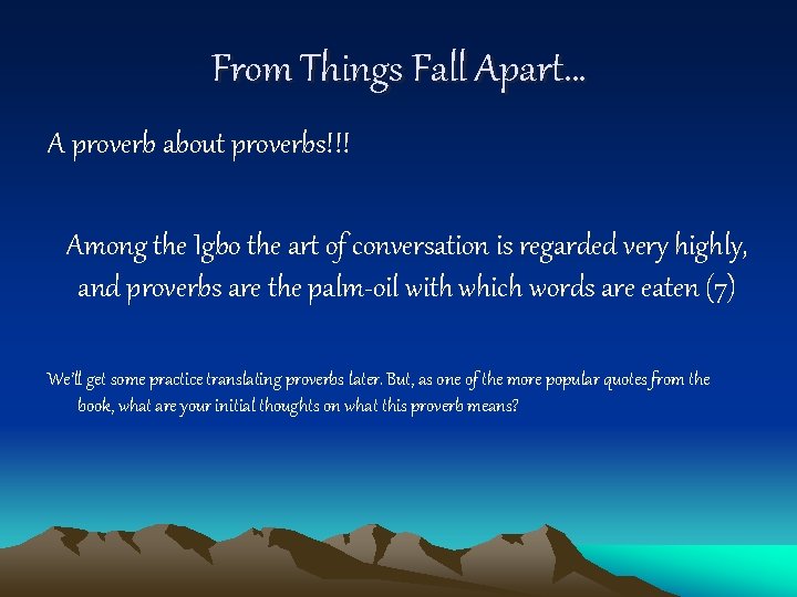 Understanding Oral Traditions In Literature Achebe Says I