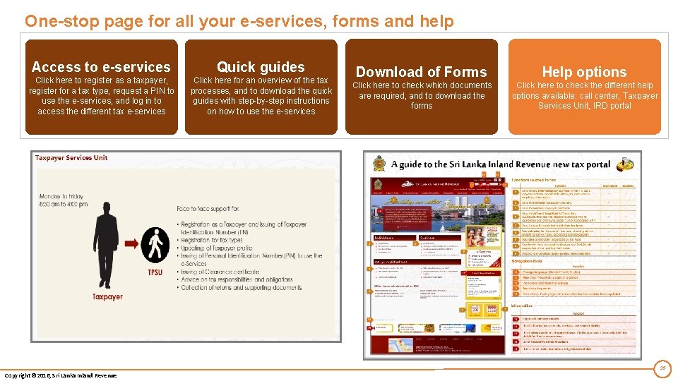 One-stop page for all your e-services, forms and help Access to e-services Quick guides