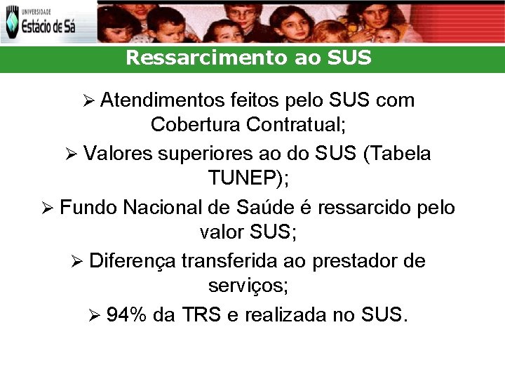 Ressarcimento ao SUS Atendimentos feitos pelo SUS com Cobertura Contratual; Valores superiores ao do