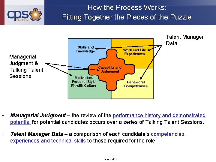 How the Process Works: Fitting Together the Pieces of the Puzzle Talent Manager Data