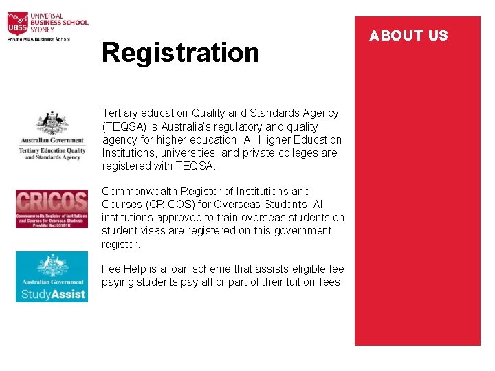 Registration Tertiary education Quality and Standards Agency (TEQSA) is Australia’s regulatory and quality agency