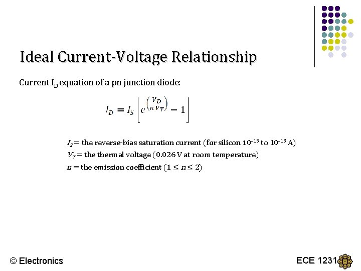 RecallLecture 4 l Current generated due to two