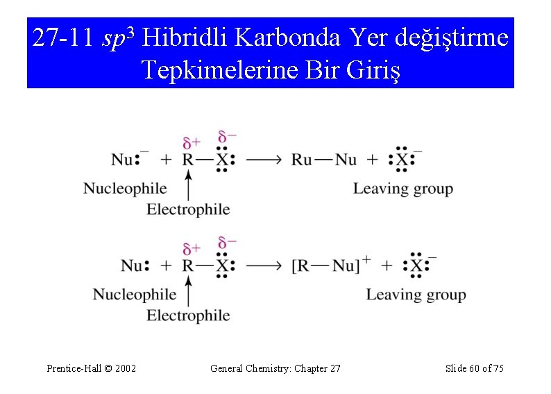 27 -11 sp 3 Hibridli Karbonda Yer değiştirme Tepkimelerine Bir Giriş Prentice-Hall © 2002