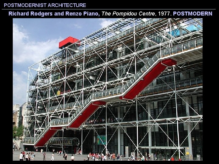POSTMODERNIST ARCHITECTURE Richard Rodgers and Renzo Piano, The Pompidou Centre, 1977. POSTMODERN 