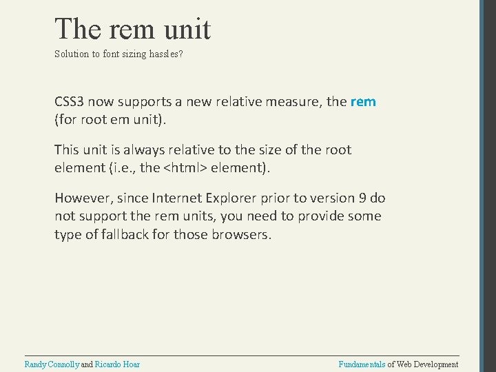 The rem unit Solution to font sizing hassles? CSS 3 now supports a new